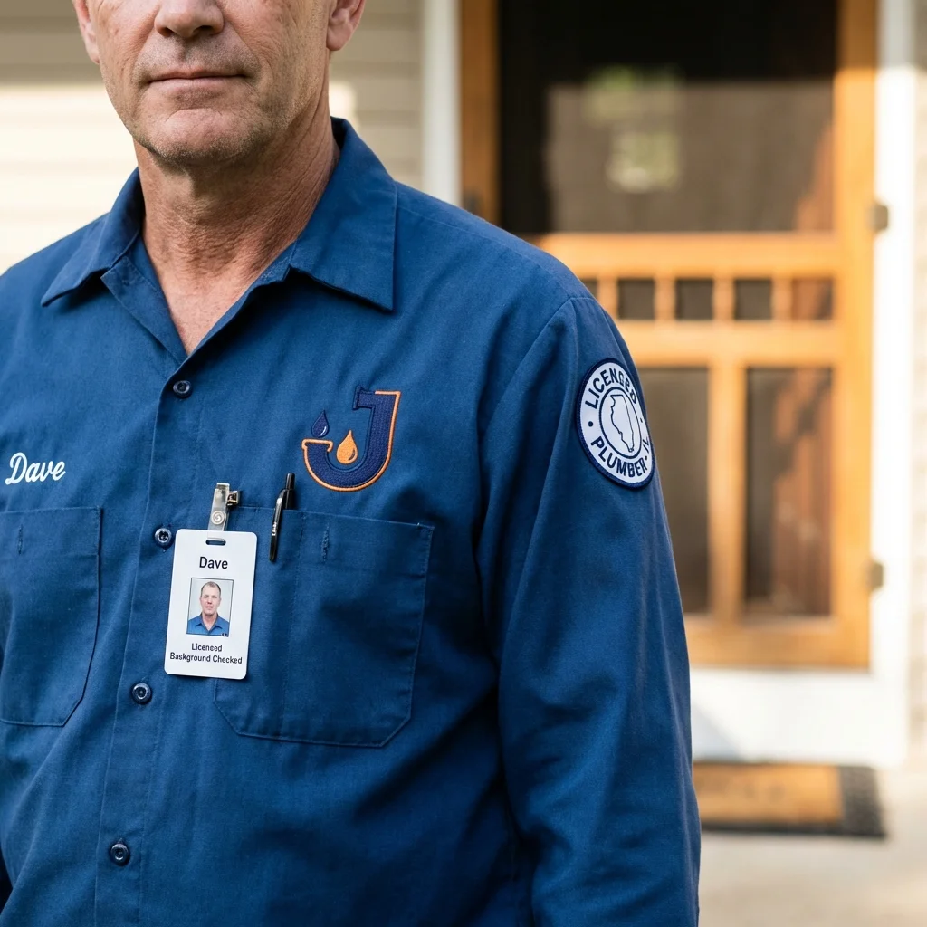 Licensed plumber showing ID badge in Little Valley, NY