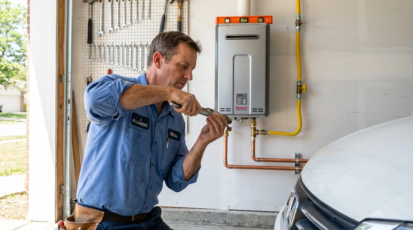 Tankless water heater installation by a Johns Plumbing LLC plumber in Little Valley